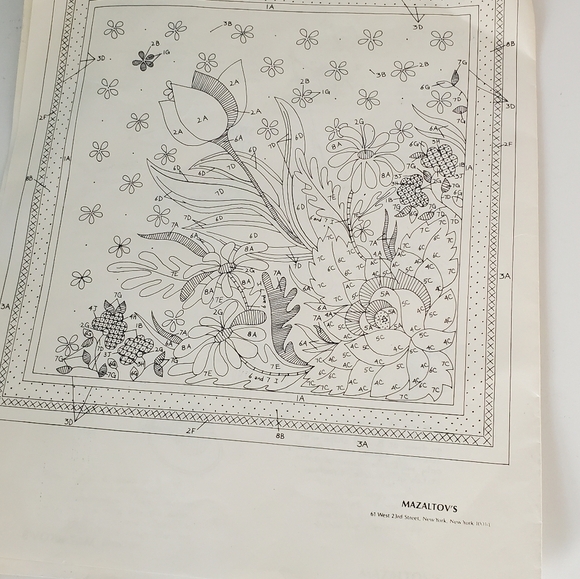 Mazaltav's Crewel Kit with Floral Border - Picture 7 of 9